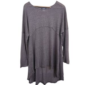 Anthropologie Blue Tassel Tunic Top 100% Linen Taupe Lagenlook Size Medium‎
